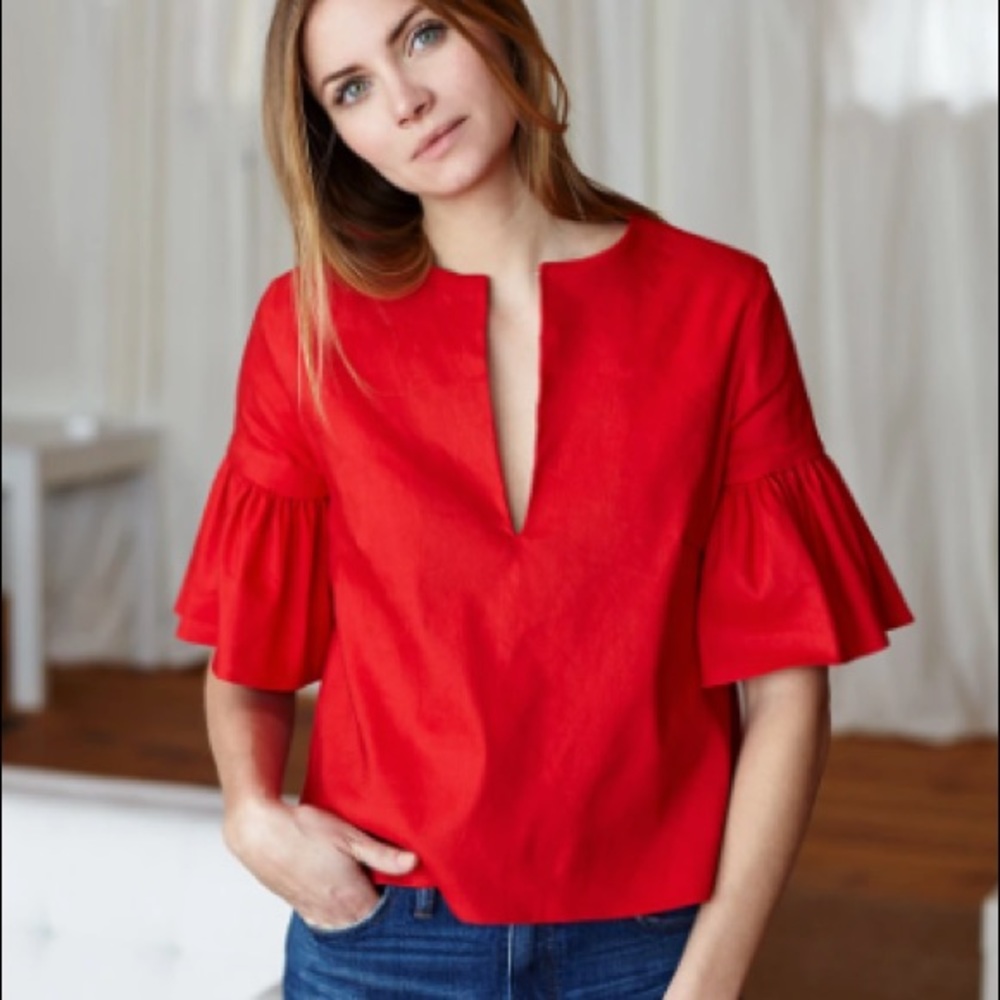 Red Mod Ruffle Top